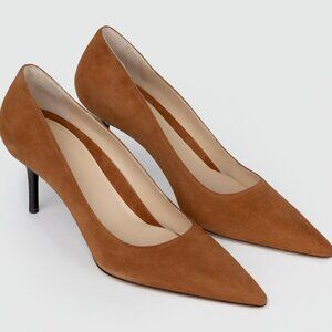 Cognac Suede Heels, Comfortable 75mm Pumps